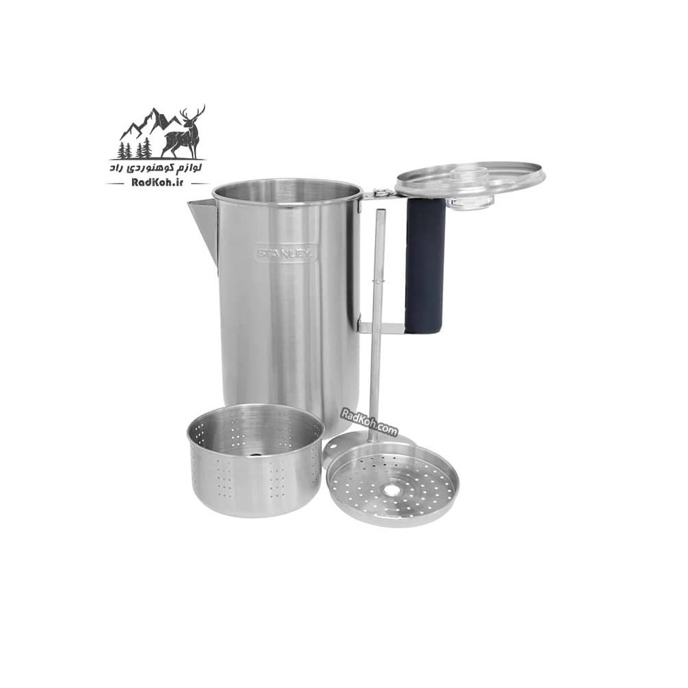 کتری استیل 6 نفره با صافی استنلی ادونچر مدل percolator رنگ استیل