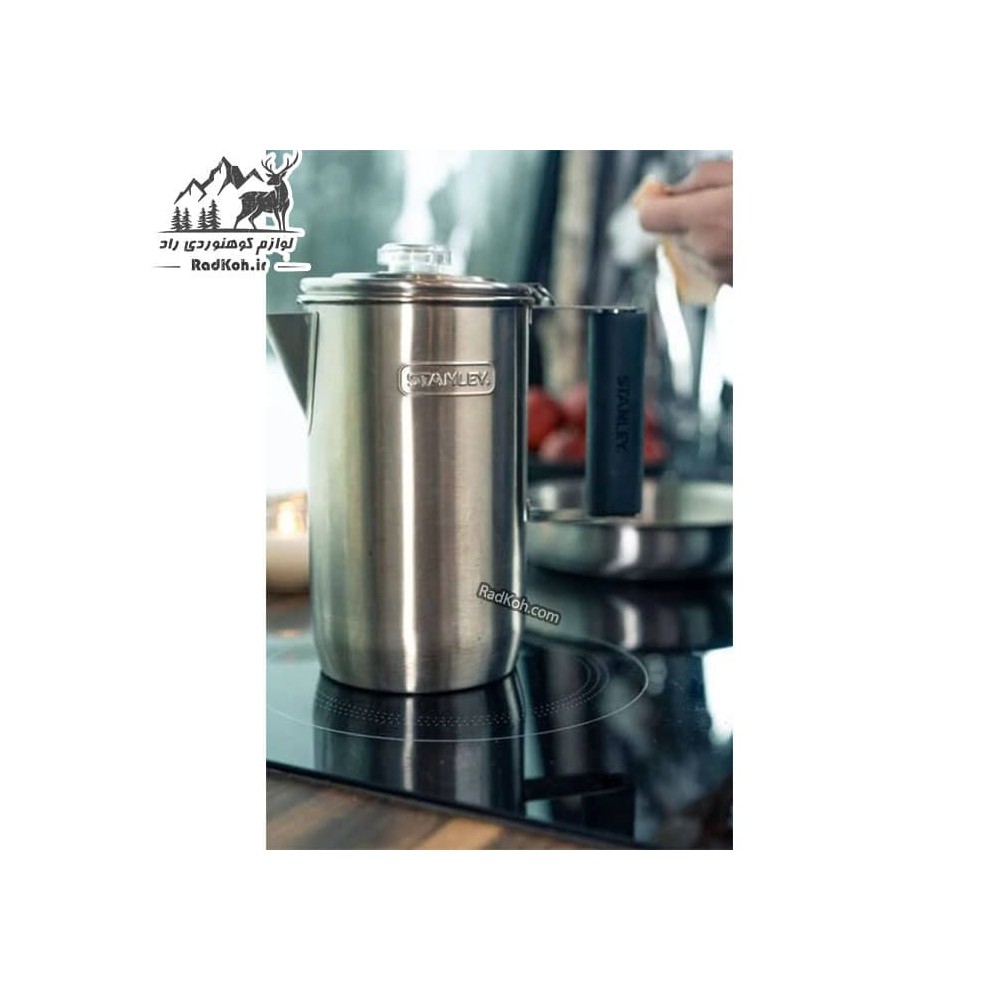 کتری استیل 6 نفره با صافی استنلی ادونچر مدل percolator رنگ استیل